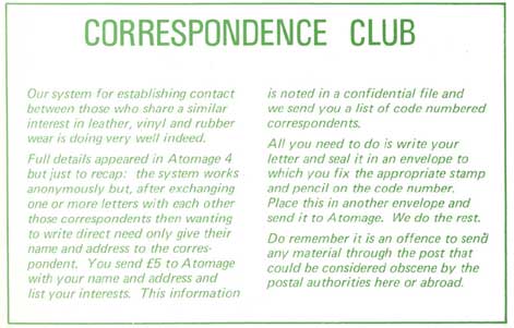 Ingenious Correspondence Club for leather/rubber contacts