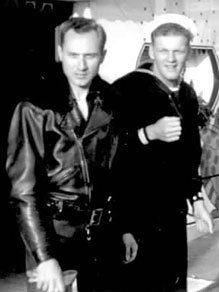 Jason and a Sailor leaving a LA leather bar