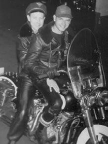 Jason and a "Leather convert" out for a ride on the bike
