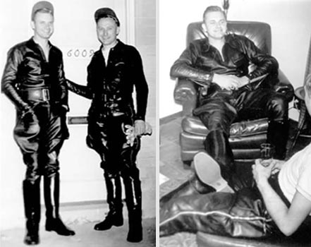 Jason and a leather friend in front of, and in his appartment